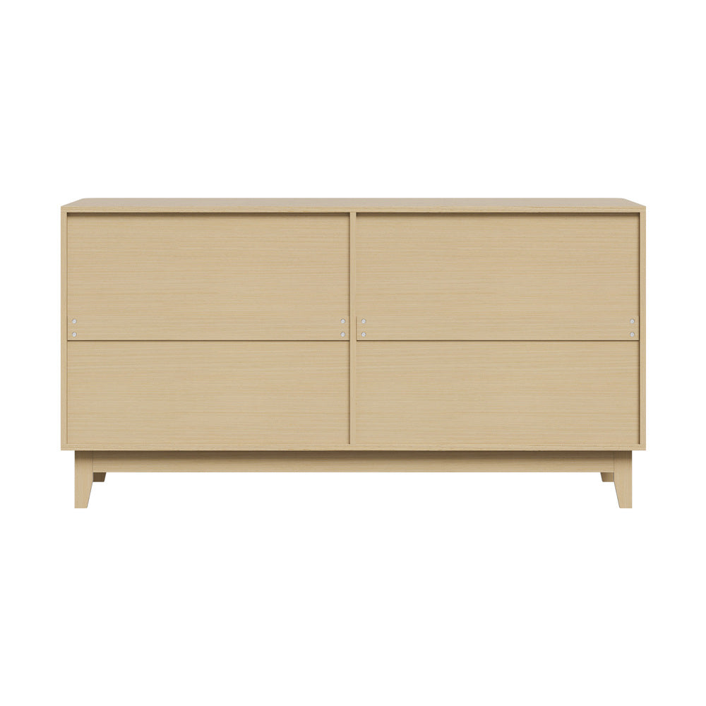 Oikiture Buffet Sideboard Storage Cabinet 4 Doors Cupboard Natural-Sideboard-PEROZ Accessories