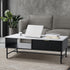 Oikiture Coffee Table 1 Drawer Sofa End Table Open Shelf Black & White-Coffee Tables-PEROZ Accessories