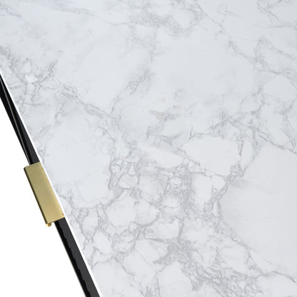 Oikiture Coffee Table 1 Drawer Sofa End Table Open Shelf Black &amp; White-Coffee Tables-PEROZ Accessories