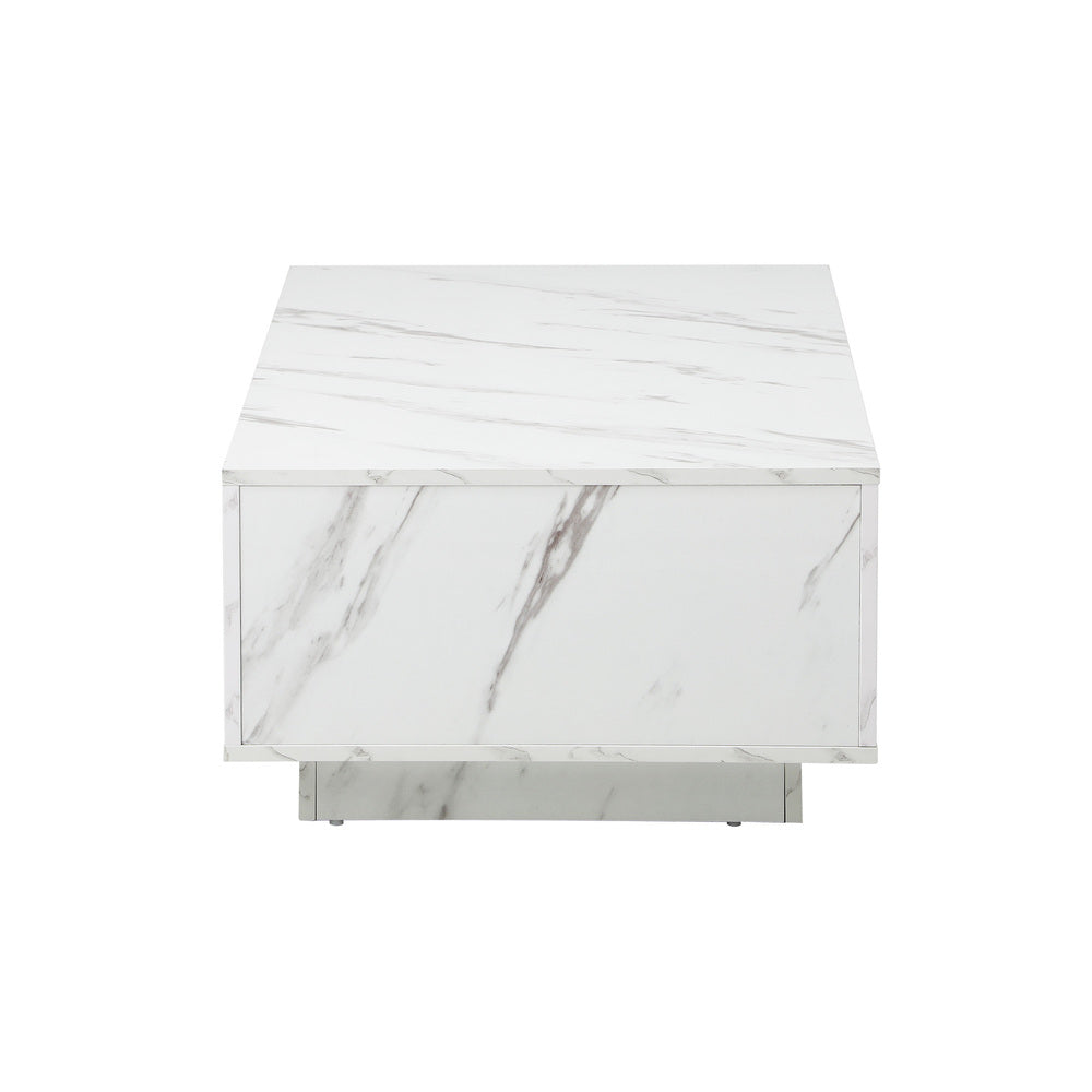 Oikiture Coffee Table Cafe Desk Marble Effect Wooden White-Coffee Table-PEROZ Accessories