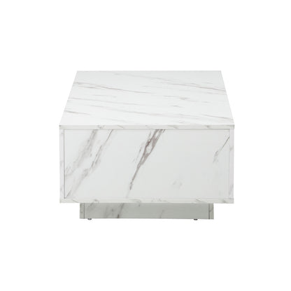 Oikiture Coffee Table Cafe Desk Marble Effect Wooden White-Coffee Table-PEROZ Accessories