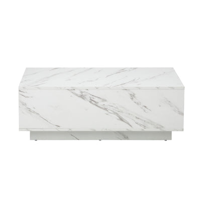 Oikiture Coffee Table Cafe Desk Marble Effect Wooden White-Coffee Table-PEROZ Accessories