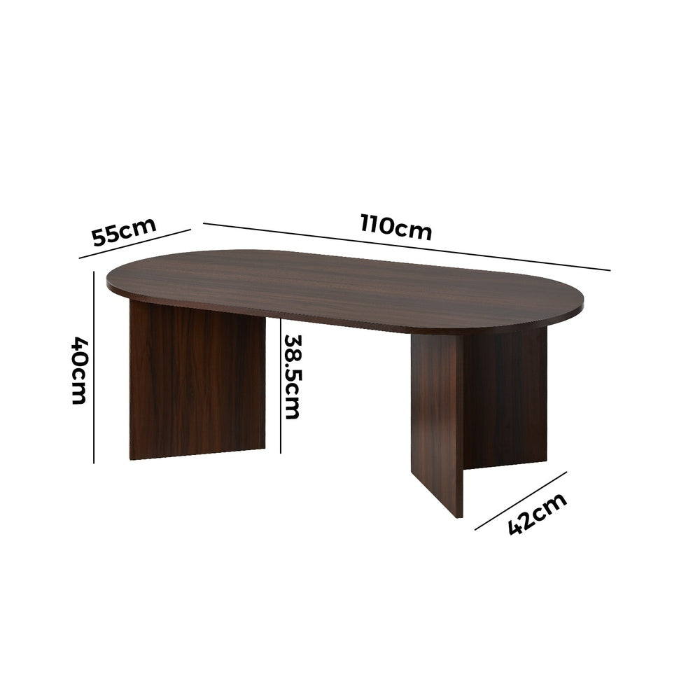 Oikiture Coffee Table Oval Sofa End Table Timber Walnut-Coffee Table-PEROZ Accessories