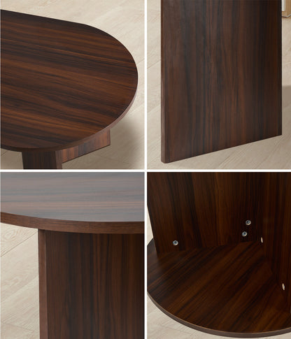 Oikiture Coffee Table Oval Sofa End Table Timber Walnut-Coffee Table-PEROZ Accessories