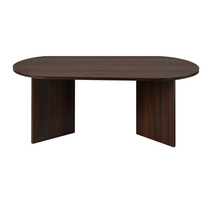 Oikiture Coffee Table Oval Sofa End Table Timber Walnut-Coffee Table-PEROZ Accessories