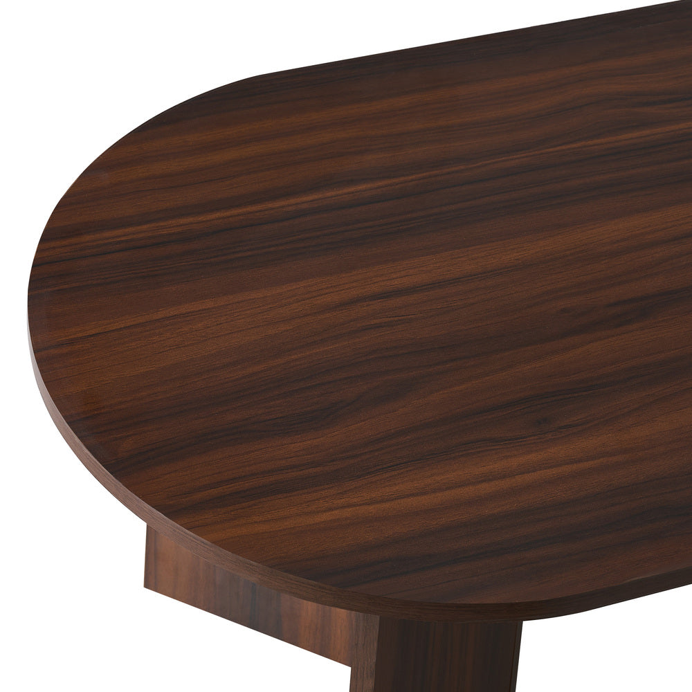 Oikiture Coffee Table Oval Sofa End Table Timber Walnut-Coffee Table-PEROZ Accessories