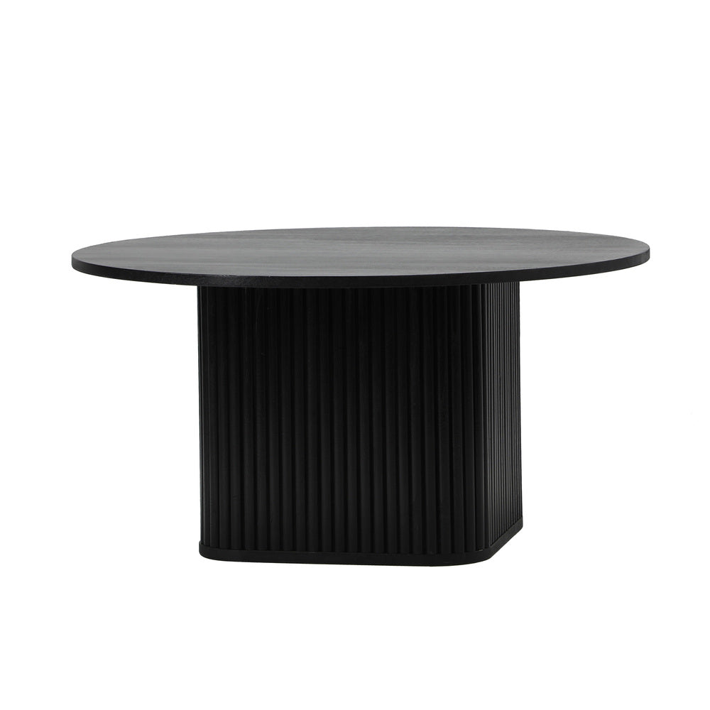 Oikiture Coffee Table Round Wooden Black-Coffee Table-PEROZ Accessories