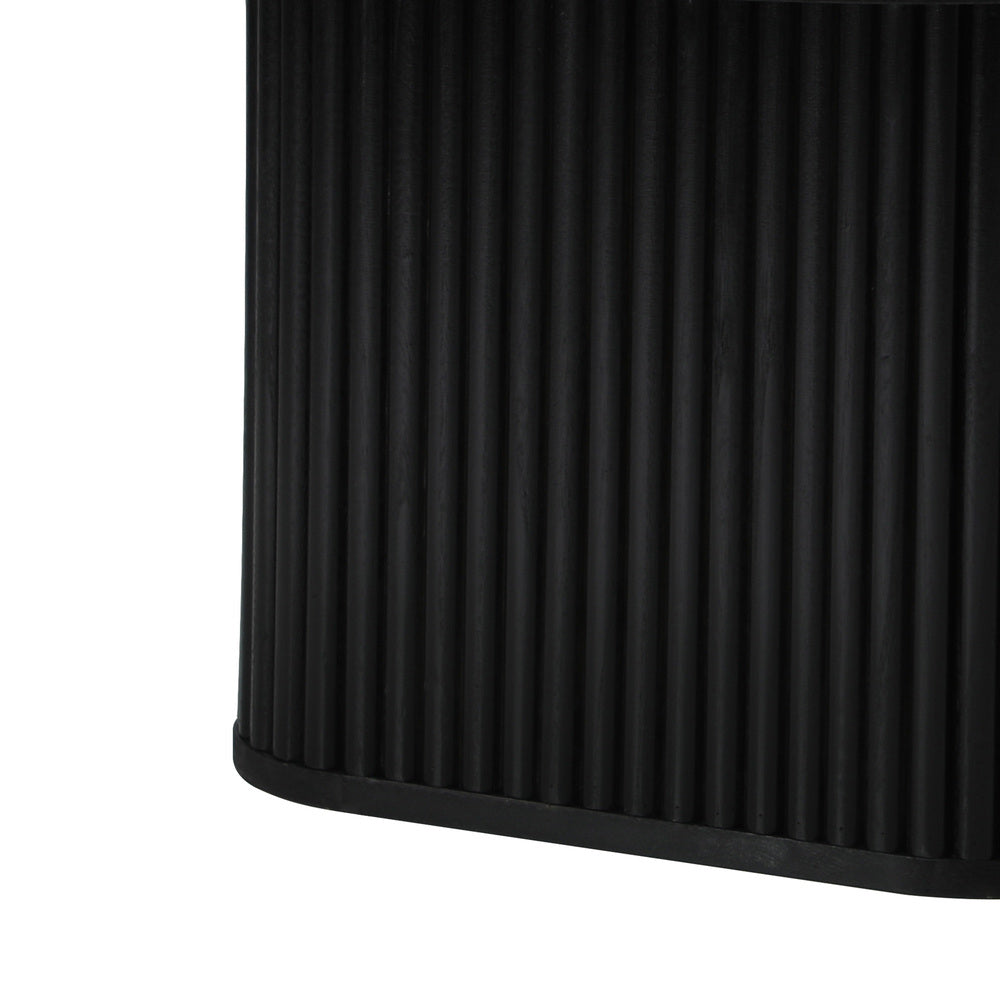 Oikiture Coffee Table Round Wooden Black-Coffee Table-PEROZ Accessories