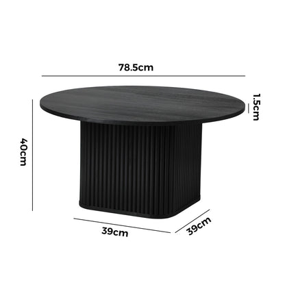 Oikiture Coffee Table Round Wooden Black-Coffee Table-PEROZ Accessories