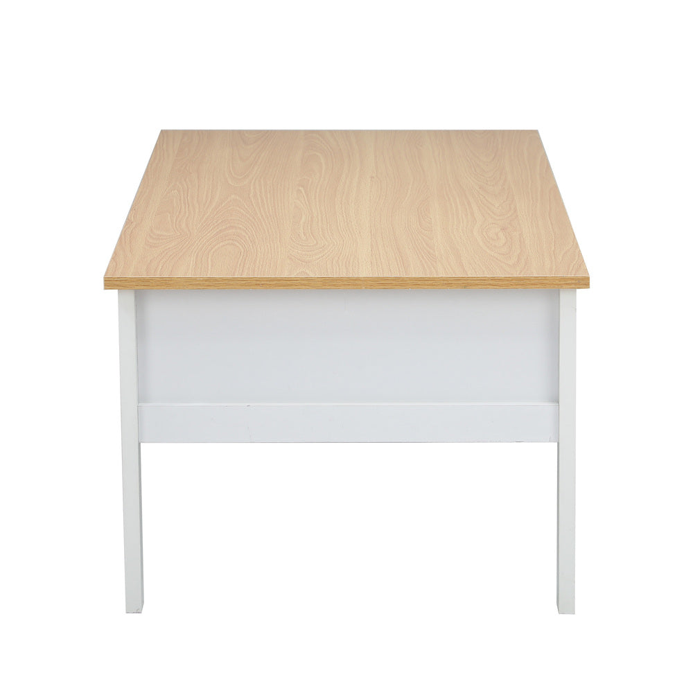 Oikiture Coffee Table Storage Drawers Natural White-Coffee Table-PEROZ Accessories