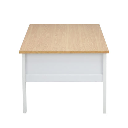 Oikiture Coffee Table Storage Drawers Natural White-Coffee Table-PEROZ Accessories