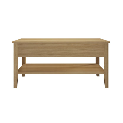 Oikiture Coffee Table with Storage Drawers Open Shelving Natural-Coffee Tables-PEROZ Accessories
