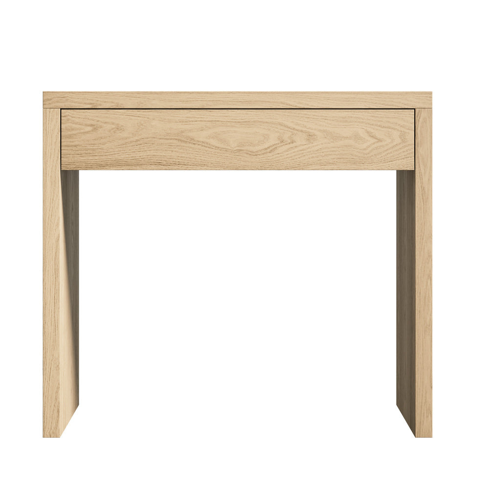 Oikiture Console Table Wood with Drawer Natural-Console Table-PEROZ Accessories