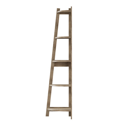 Oikiture Corner Ladder Shelf 5 Tier Display Stand Bookshelf Natural-Bookshelf-PEROZ Accessories
