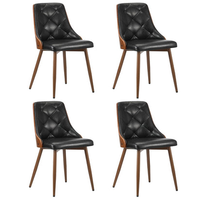 Oikiture Dining Chairs Cafe Seat Retro PU Leather x4 Black-Dining Chair-PEROZ Accessories