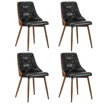 Oikiture Dining Chairs Cafe Seat Retro PU Leather x4 Black-Dining Chair-PEROZ Accessories