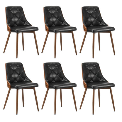 Oikiture Dining Chairs Cafe Seat Retro PU Leather x6 Black-Dining Chair-PEROZ Accessories