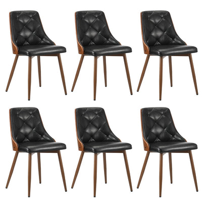 Oikiture Dining Chairs Cafe Seat Retro PU Leather x6 Black-Dining Chair-PEROZ Accessories
