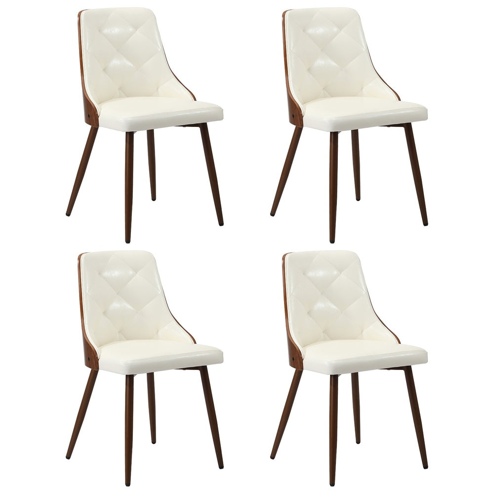 Oikiture Dining Chairs Kitchen Lounge PU Leather x4 White-Dining Chair-PEROZ Accessories