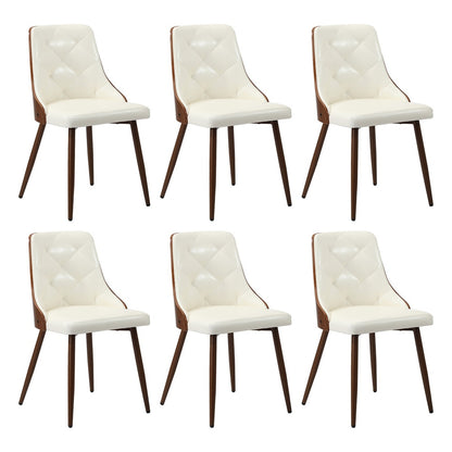 Oikiture Dining Chairs Kitchen Lounge PU Leather x6 White-Dining Chair-PEROZ Accessories