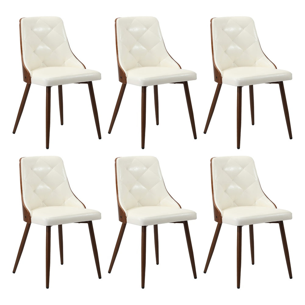 Oikiture Dining Chairs Kitchen Lounge PU Leather x6 White-Dining Chair-PEROZ Accessories