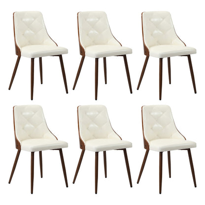 Oikiture Dining Chairs Kitchen Lounge PU Leather x6 White-Dining Chair-PEROZ Accessories