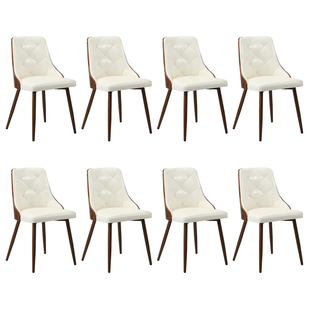 Oikiture Dining Chairs Kitchen Lounge PU Leather x8 White-Dining Chair-PEROZ Accessories