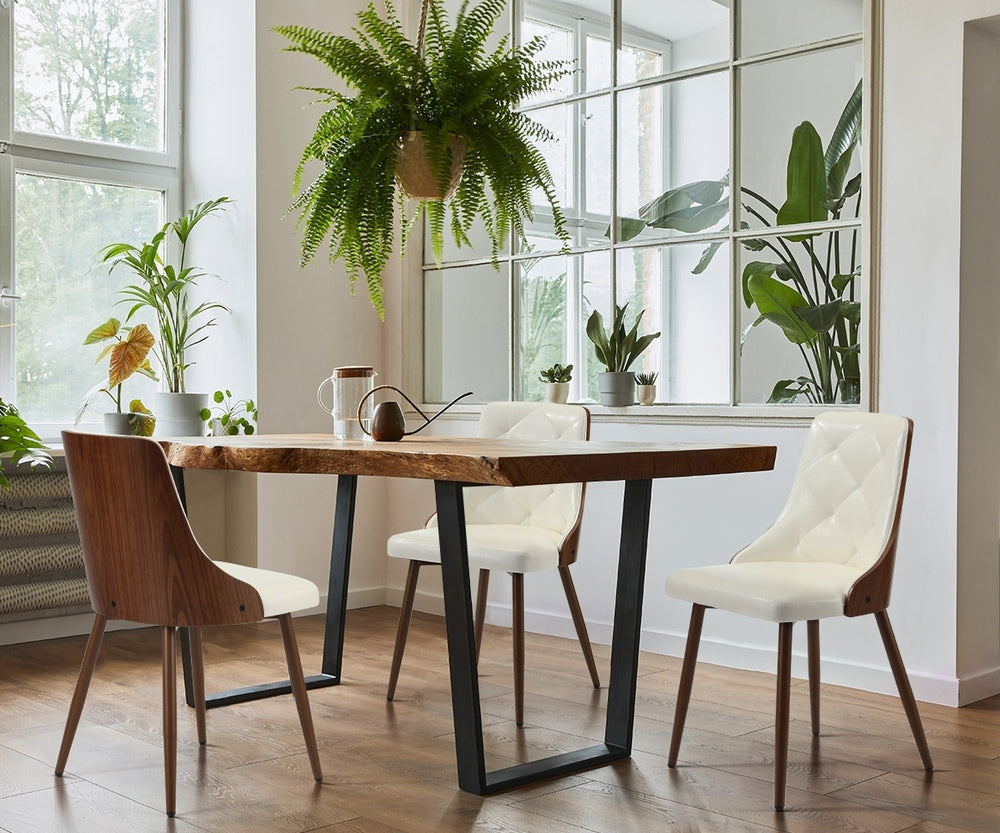 Oikiture Dining Chairs PU Leather x2 White-Dining Chair-PEROZ Accessories