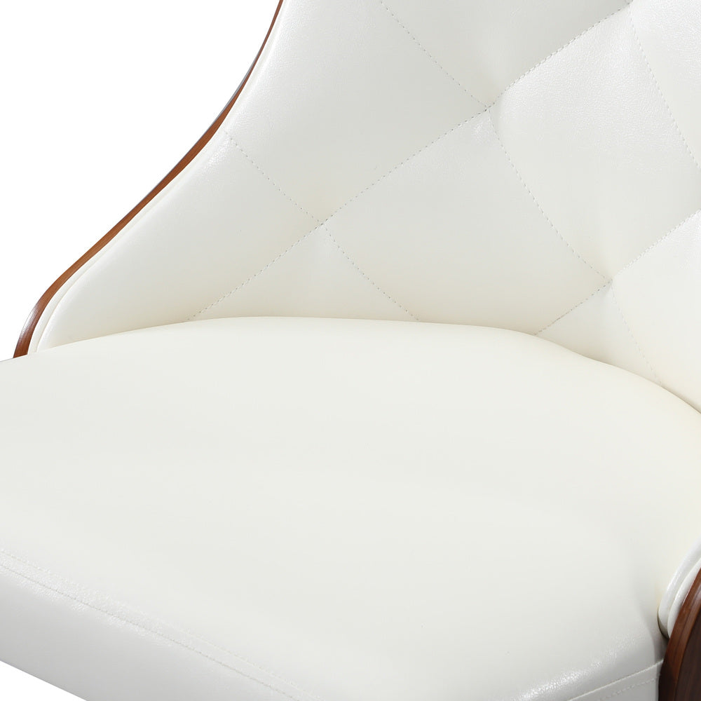 Oikiture Dining Chairs PU Leather x2 White-Dining Chair-PEROZ Accessories