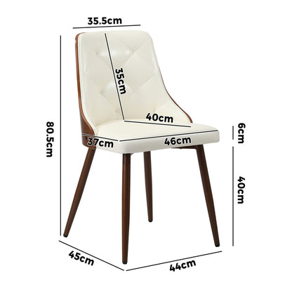 Oikiture Dining Chairs PU Leather x2 White-Dining Chair-PEROZ Accessories
