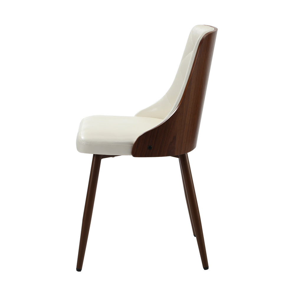 Oikiture Dining Chairs PU Leather x2 White-Dining Chair-PEROZ Accessories