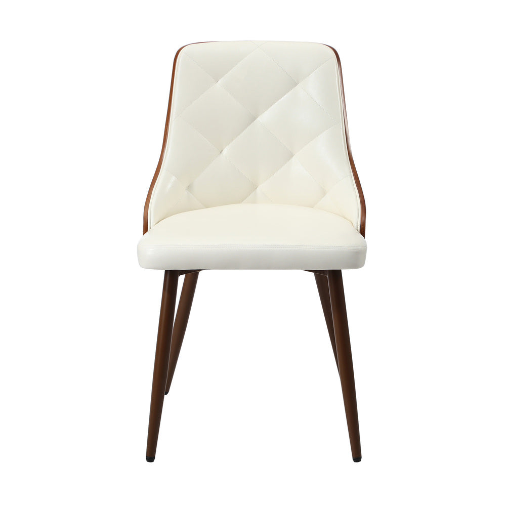 Oikiture Dining Chairs PU Leather x2 White-Dining Chair-PEROZ Accessories