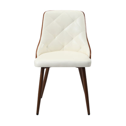 Oikiture Dining Chairs PU Leather x2 White-Dining Chair-PEROZ Accessories