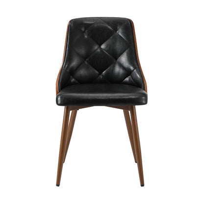 Oikiture Dining Chairs Retro PU Leather x2 Black-Dining Chair-PEROZ Accessories