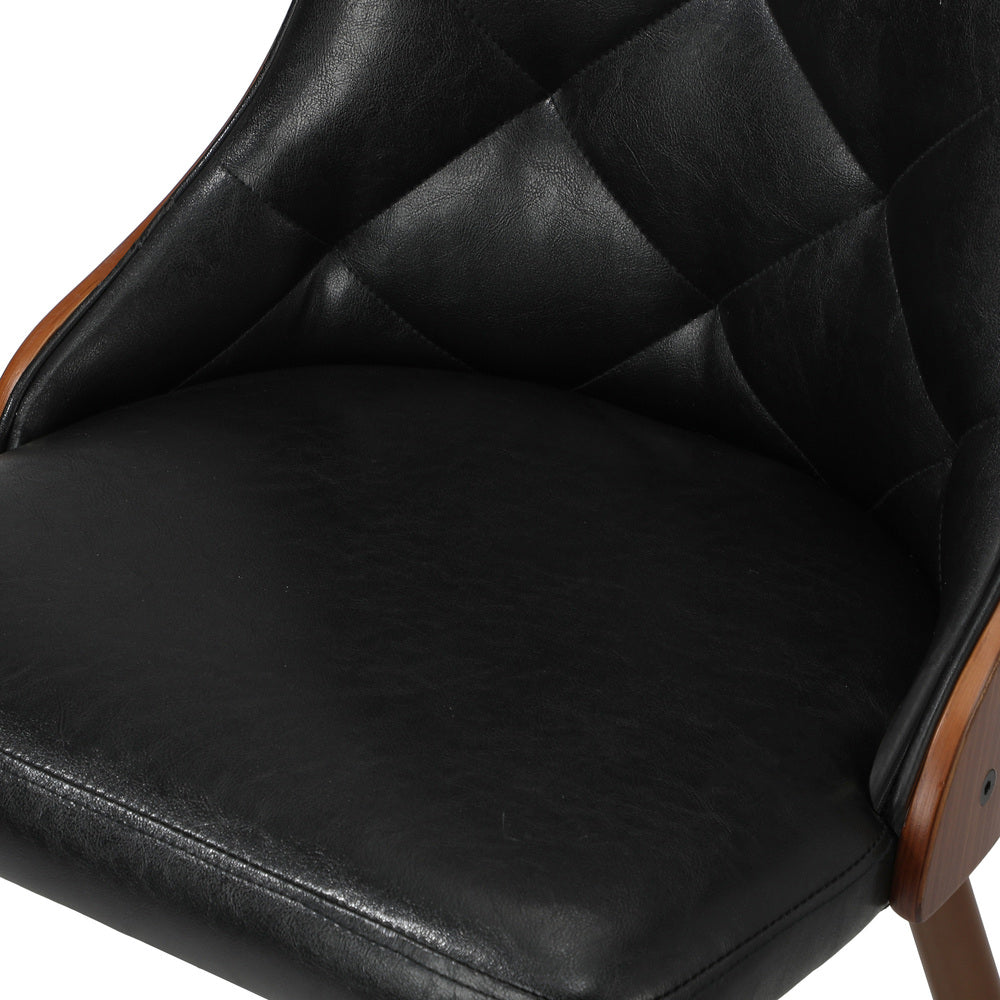 Oikiture Dining Chairs Retro PU Leather x2 Black-Dining Chair-PEROZ Accessories
