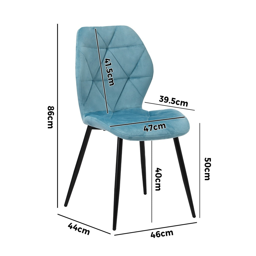 Oikiture Dining Chairs Set of 4 Velvet Blue-Dining Chair-PEROZ Accessories