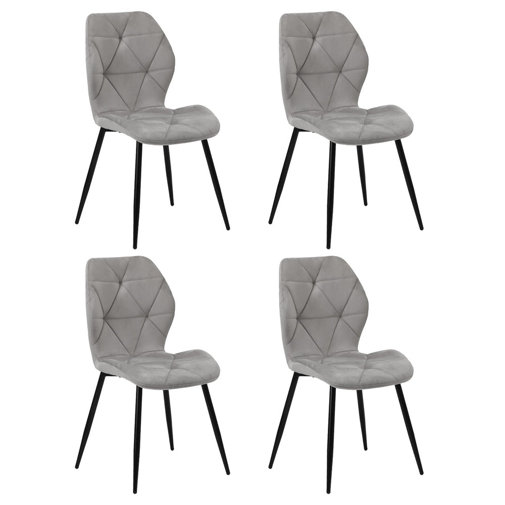 Oikiture Dining Chairs Set of 4 Velvet Grey-Dining Chair-PEROZ Accessories
