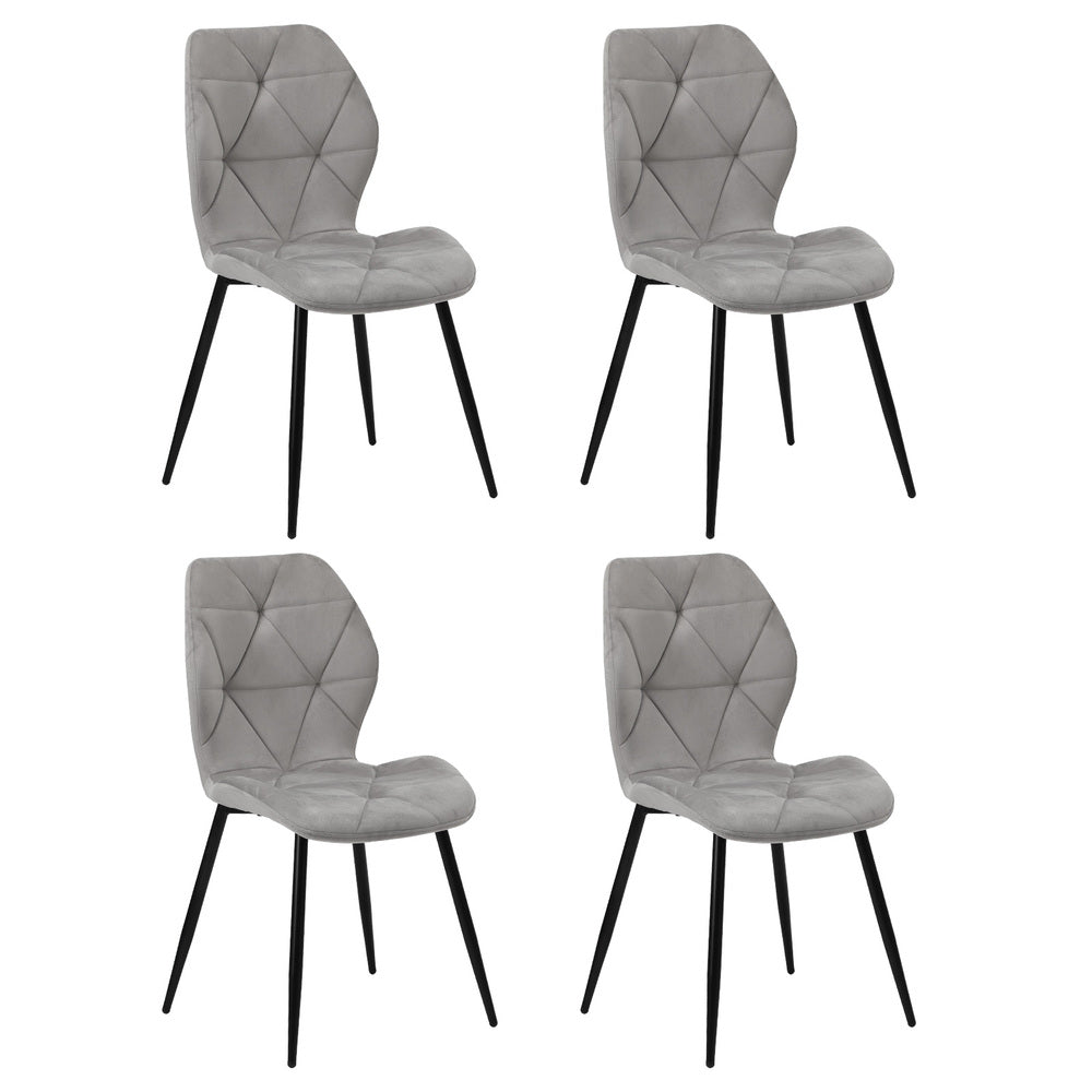 Oikiture Dining Chairs Set of 4 Velvet Grey-Dining Chair-PEROZ Accessories