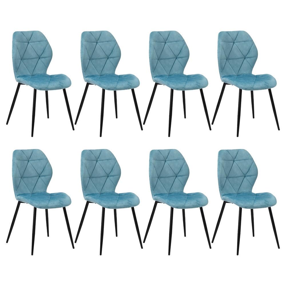 Oikiture Dining Chairs Set of 8 Velvet Blue-Dining Chair-PEROZ Accessories