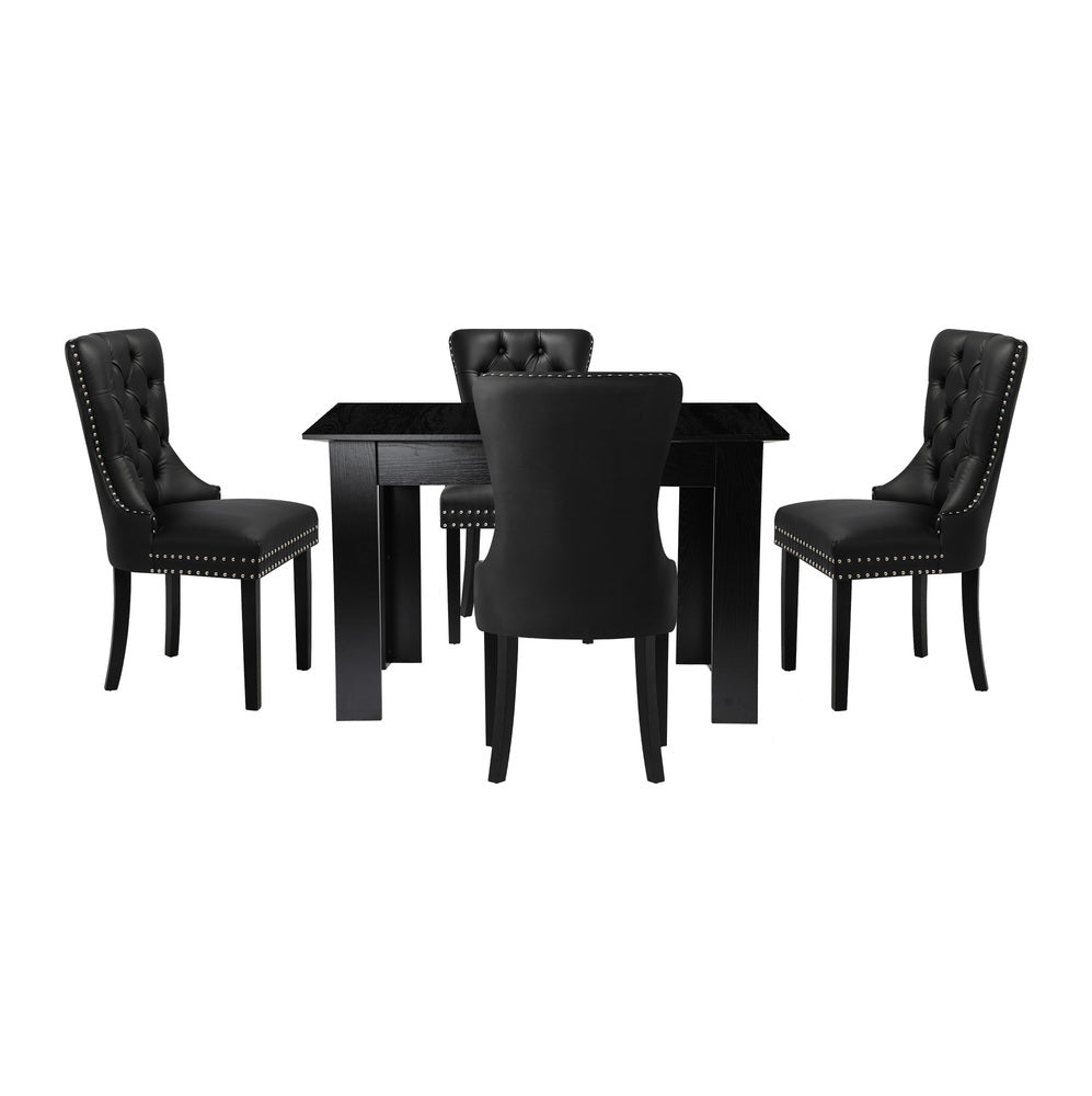 Oikiture Dining Set 160cm Extendable Table with 4PCS Chairs PU Leather-Dining Set-PEROZ Accessories