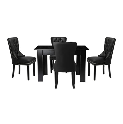 Oikiture Dining Set 160cm Extendable Table with 4PCS Chairs PU Leather-Dining Set-PEROZ Accessories