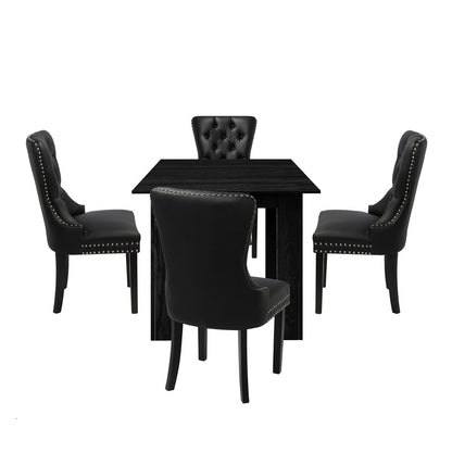Oikiture Dining Set 160cm Extendable Table with 4PCS Chairs PU Leather-Dining Set-PEROZ Accessories