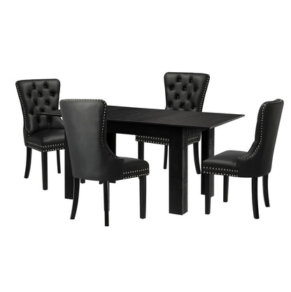 Oikiture Dining Set 160cm Extendable Table with 4PCS Chairs PU Leather-Dining Set-PEROZ Accessories