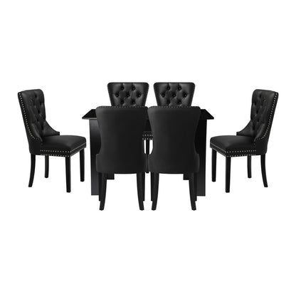 Oikiture Dining Set 160cm Extendable Table with 6PCS Chairs PU Leather-Dining Set-PEROZ Accessories