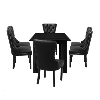Oikiture Dining Set 160cm Extendable Table with 6PCS Chairs PU Leather-Dining Set-PEROZ Accessories