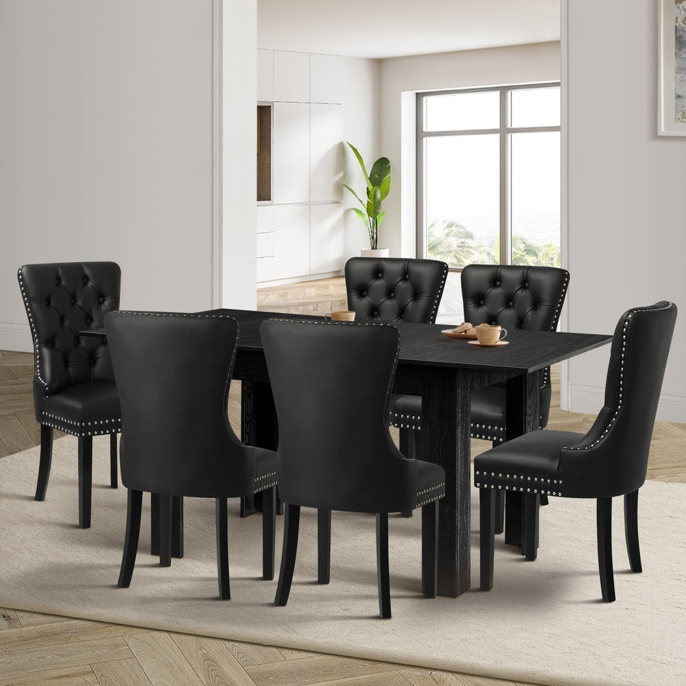 Oikiture Dining Set 160cm Extendable Table with 6PCS Chairs PU Leather-Dining Set-PEROZ Accessories