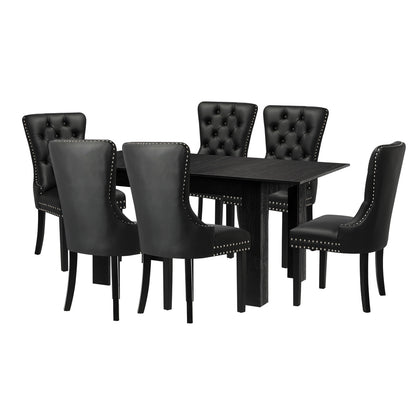 Oikiture Dining Set 160cm Extendable Table with 6PCS Chairs PU Leather-Dining Set-PEROZ Accessories