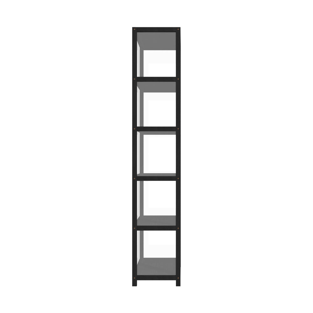 Oikiture Display Cabinet 5-Tier Slim Storage Shelves Black-Display Shelf-PEROZ Accessories