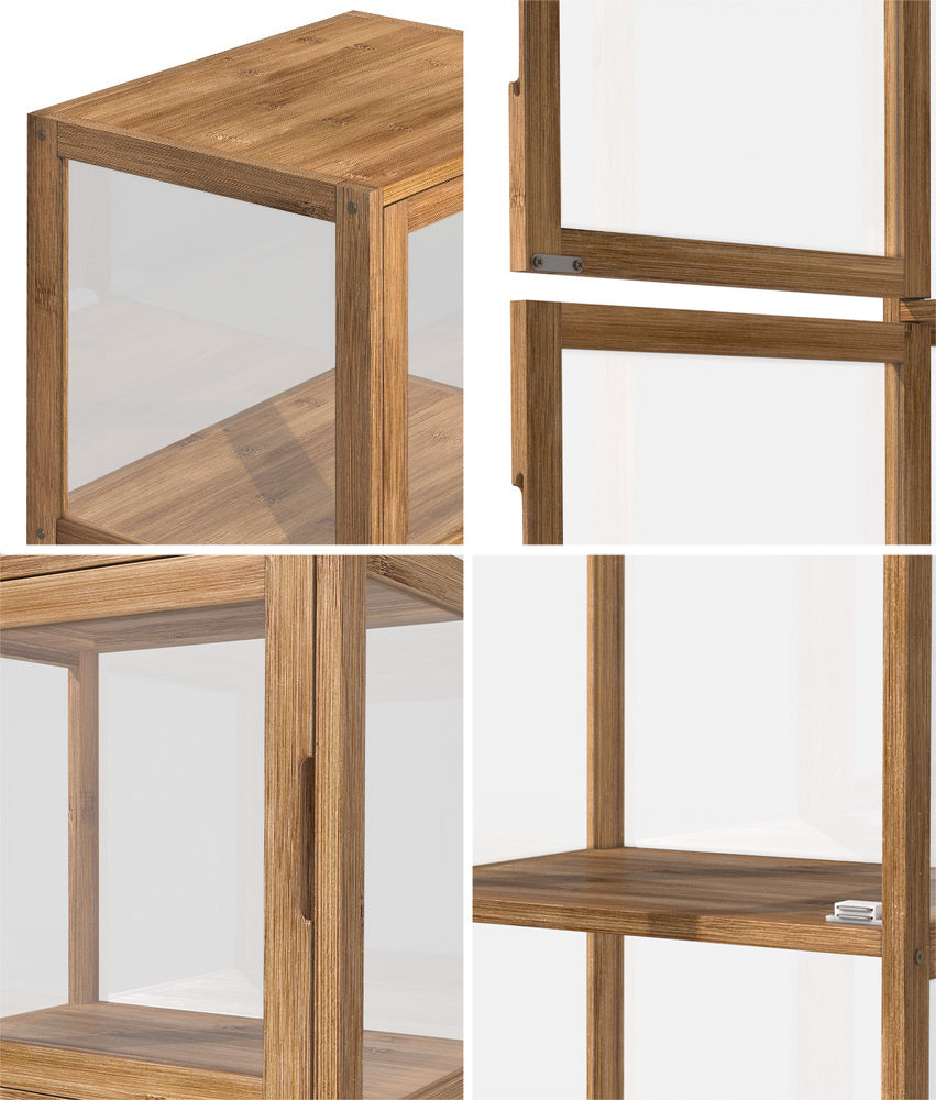 Oikiture Display Cabinet 5-Tier Slim Storage Shelves Brown-Display Shelf-PEROZ Accessories