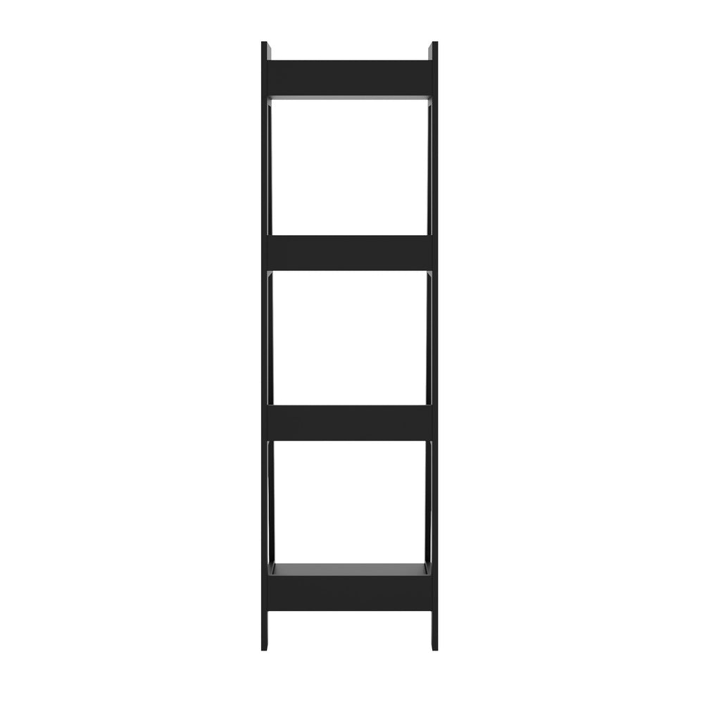 Oikiture Display Shelf 4 Tier Corner Ladder Shelves Black-Bookshelf-PEROZ Accessories